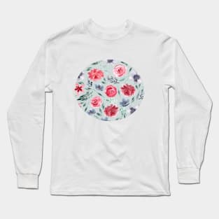 Watercolor Florals | Pattern | Mint grey Long Sleeve T-Shirt